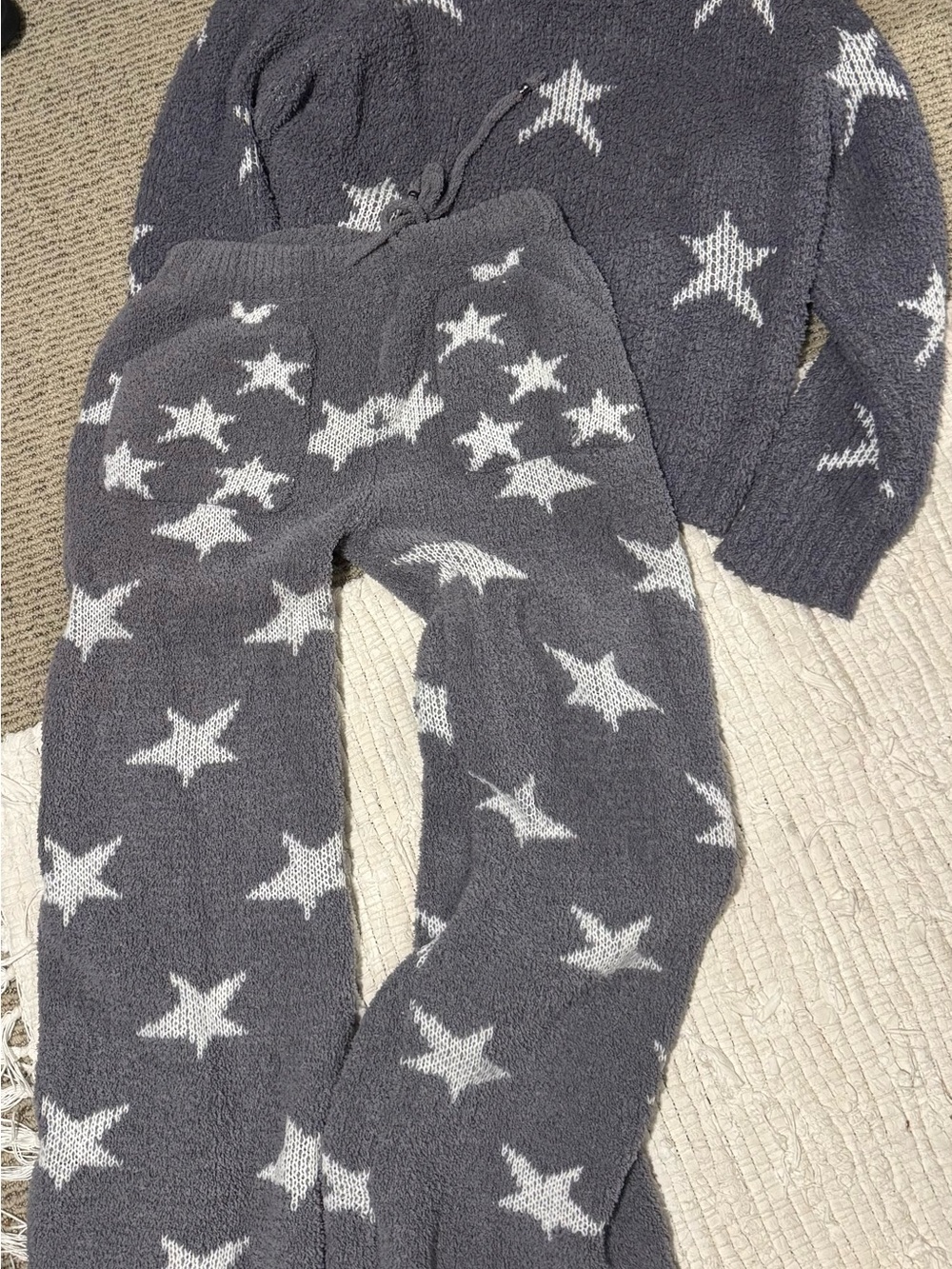 POL Gray Star Print Straight-Leg Lounge Pants and matching top